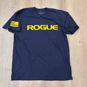 Rogue Graphic Tee Navy Blue and Yellow Short Sleeve USA Large